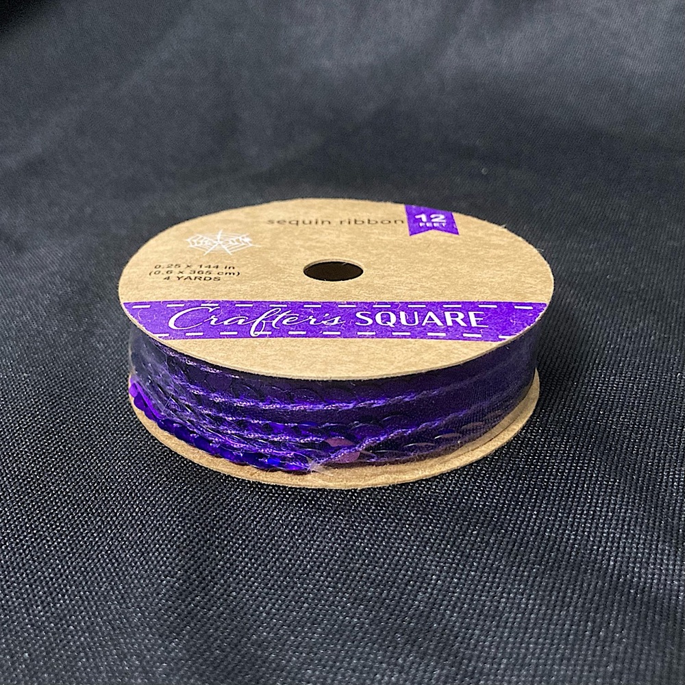 ⭐️ Crafter’s Square Purple Sequin Ribbon 0.25” x 144”